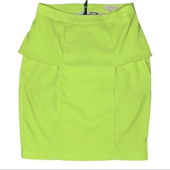 𝅺chartreuse Green Gibson Latimer Mini Peplum Skirt - Picture 1 of 5